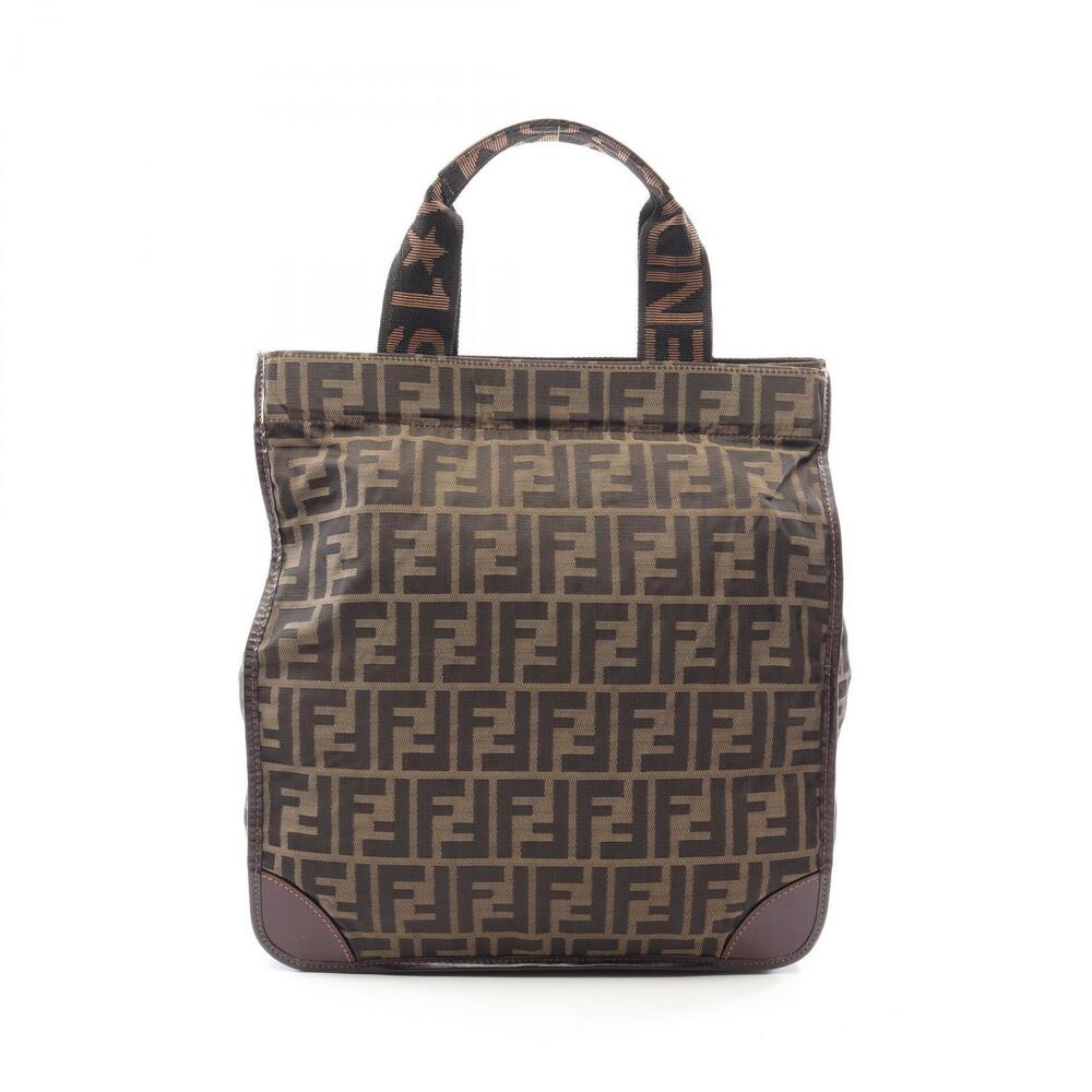 Fendi Zucca Foldable Tote Bag Canvas Leather Brown